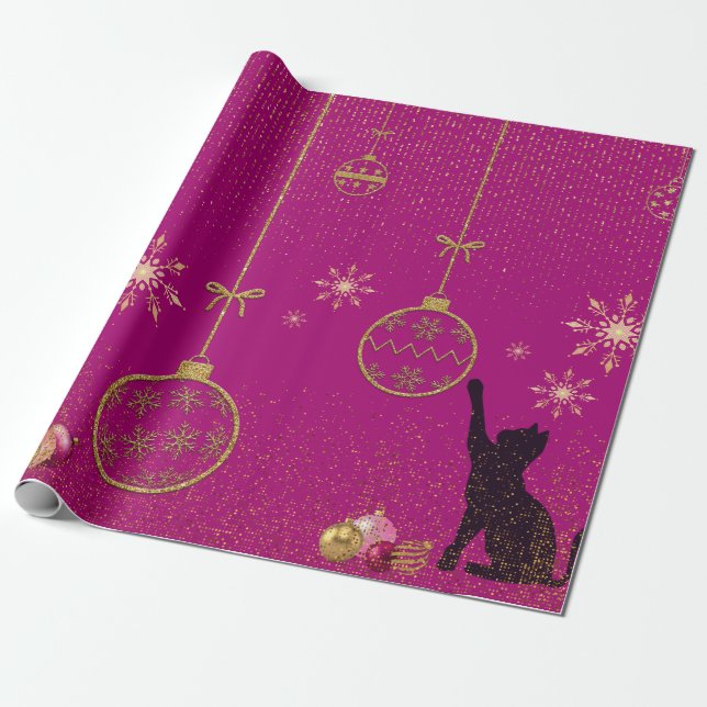 Holiday Wrapping Paper - Gatito Cat  (Unrolled)
