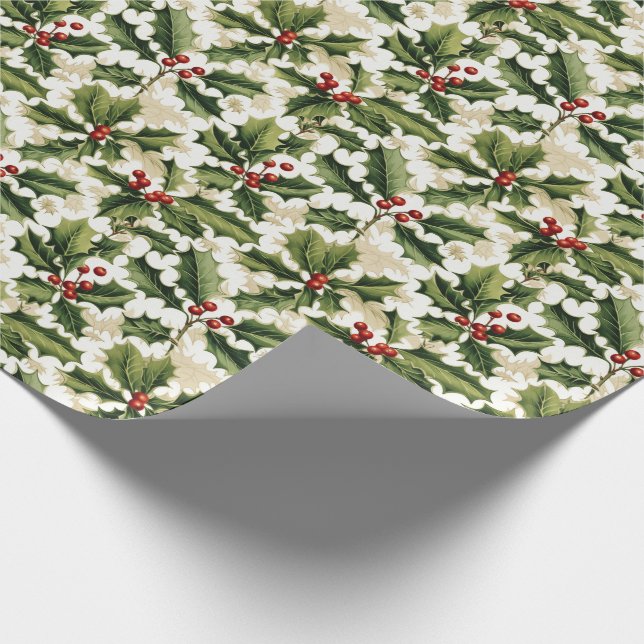 Holiday Wrapping Paper Holly (Corner)