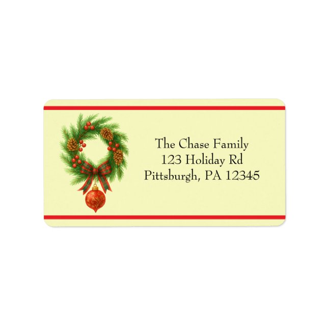 Holiday Wreath address  Label (Front)