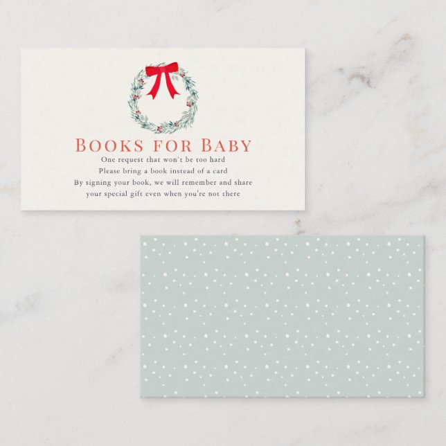 Holiday Wreath Baby Shower Book Reqest Enclosure Card (Front/Back)
