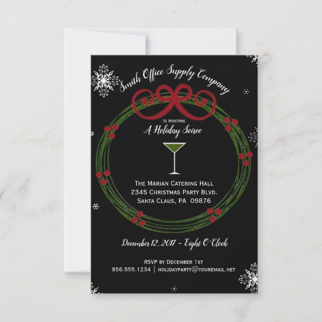 Holiday Wreath Corporate Soiree Invitation (Front)