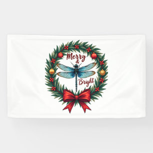 Holiday Wreath Dragonfly Banner