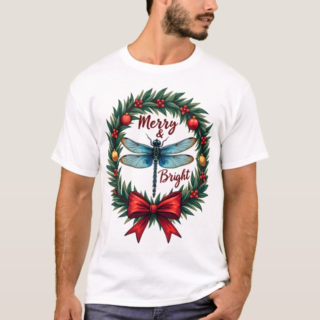 Holiday Wreath Dragonfly T-Shirt (Front)