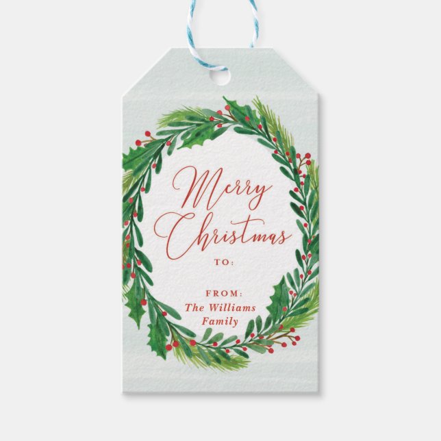 Holiday Wreath Gift Tags (Front)