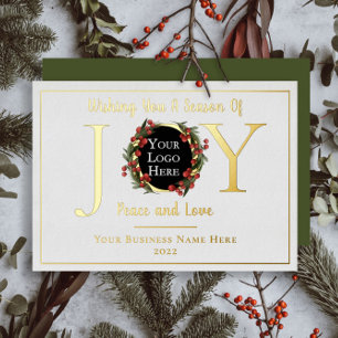 Holiday Wreath Joy Peace and Love Business Logo