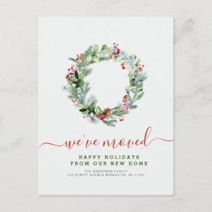 holiday wreath new address postcard