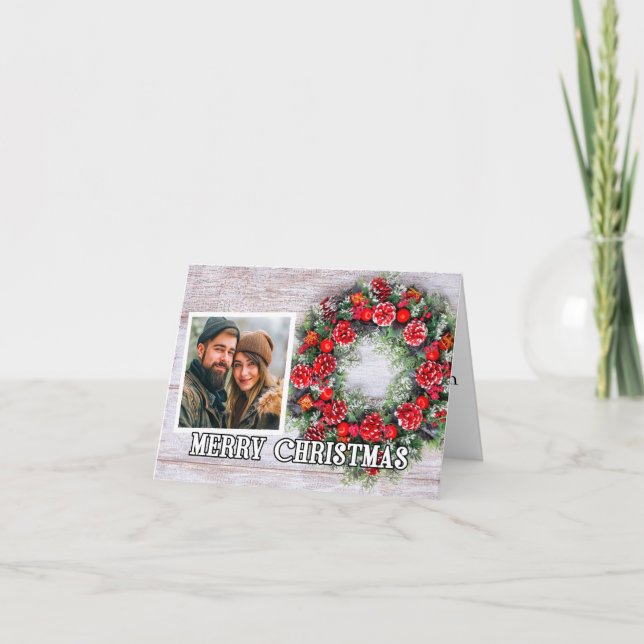 Holiday Wreath Photo Template Merry Christmas (Front)