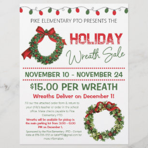 Holiday Wreath Sale Fundraiser  Flyer