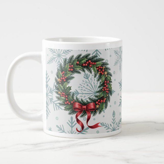  Holiday Wreath Splendor Large Coffee Mug (Left)