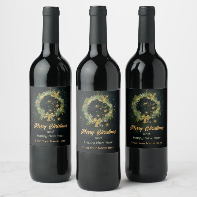 Holiday Wreath Wine Label (Bottles)
