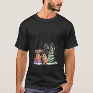 Holiday Xmas Light Santa Guinea Pig Christmas Tree T-Shirt