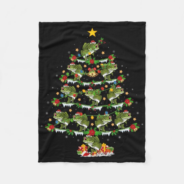 Holiday Xmas Lighting Santa Byss Fish Christmas Tr Fleece Blanket (Front)