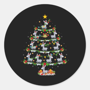 Holiday Xmas Lighting Santa Donkey Christmas Tree Classic Round Sticker