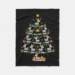 Holiday Xmas Lighting Santa Donkey Christmas Tree  Fleece Blanket