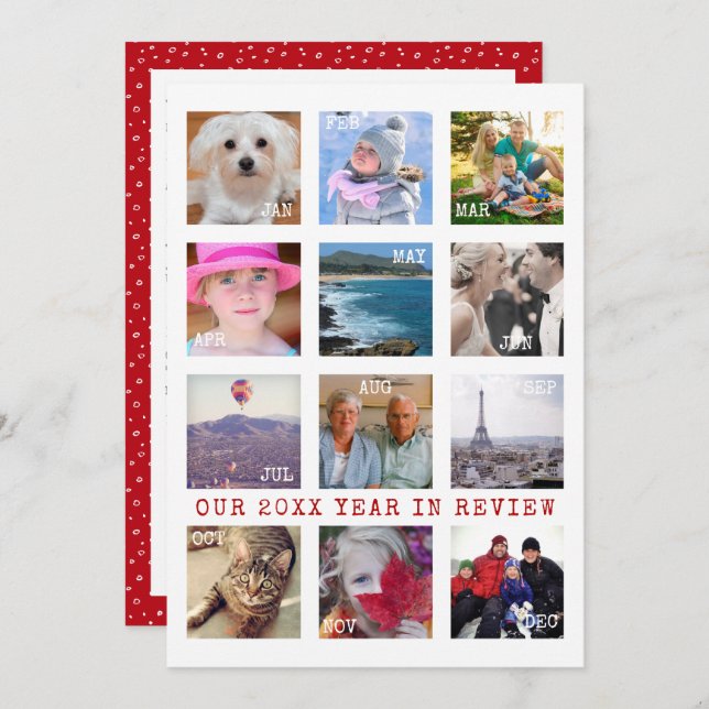 Holiday Year In Review | Custom 12 Photo Collage (Front/Back)