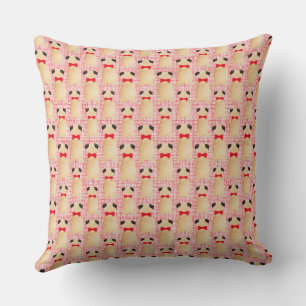 Holiday Yellow Pug Decorative  Cushion