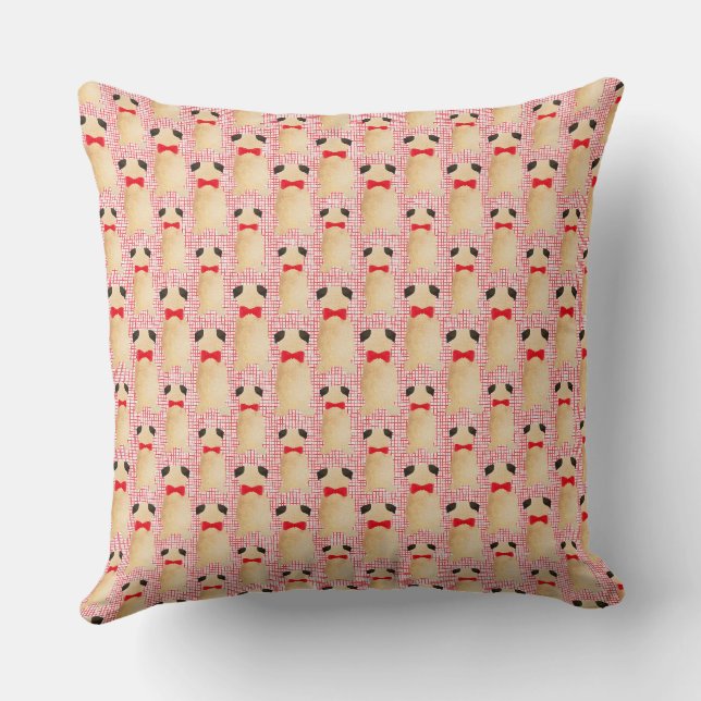 Holiday Yellow Pug Decorative  Cushion (Back)