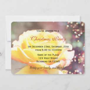 holiday yellow rose flower Christmas party Invitation