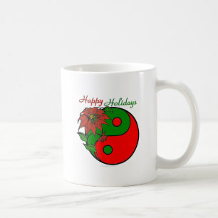 Holiday Yin Yang Poinsettia Green Red Coffee Mug