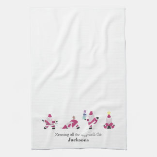 Holiday Yogi Yoga Santa Family Tea Towel