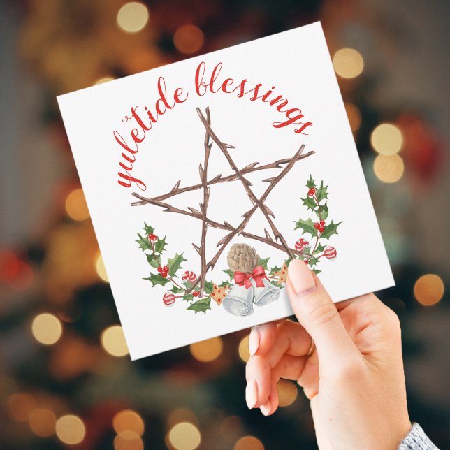 Holiday Yuletide Twig Pentacle Wicca Greeting Card (Creator Uploaded)
