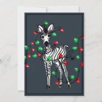 Holiday Zebra, red, green Christmas twinkle lights