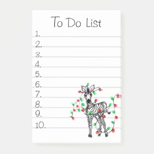 Holiday Zebra, red, green Christmas twinkle lights Post-it Notes