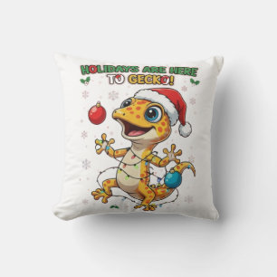 Holidays Are Here to Gecko – Cute Christmas Gecko Cushion