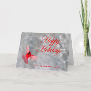 Holidays - Cardinal with wings spread in flight Holiday Card