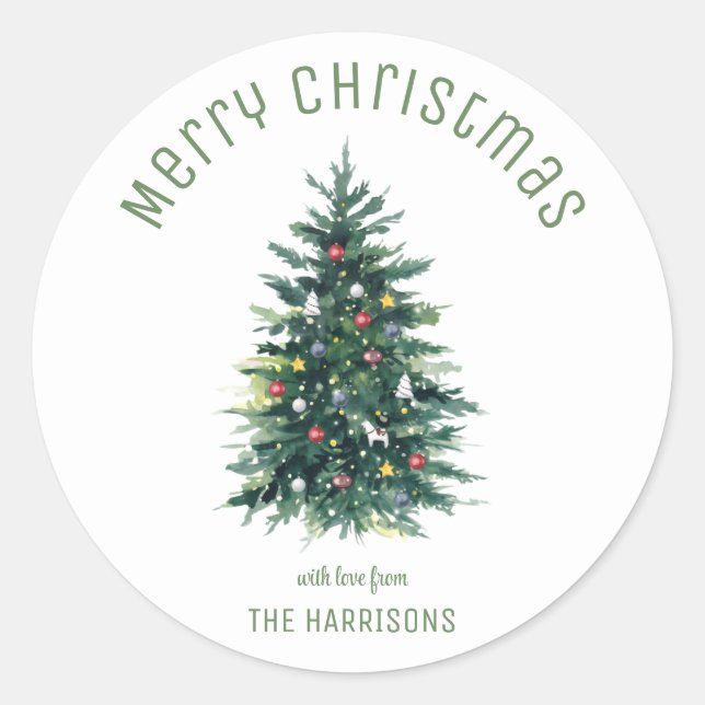 Holidays Christmas Tree Classic Round Sticker (Front)