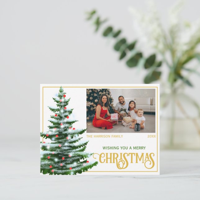 Holidays Christmas Tree Family Photo  Postcard (Standing Front)