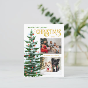 Holidays Christmas Tree Two Family Photo Collage Postcard