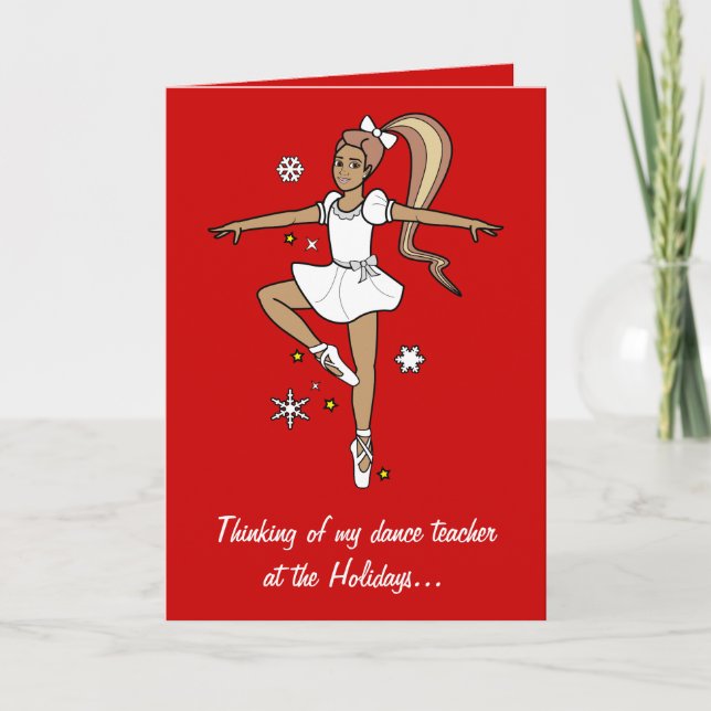 Holidays Dance Teacher Ballerina Holiday Card (Front)