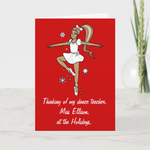 Holidays Dance Teacher Ballerina Name Customisable Holiday Card