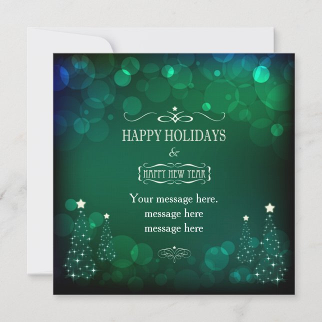 Holidays Emerald Bokeh Christmas Invitation Card (Front)