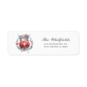 Holidays Family Wreath Red Car Return Address Return Address Label