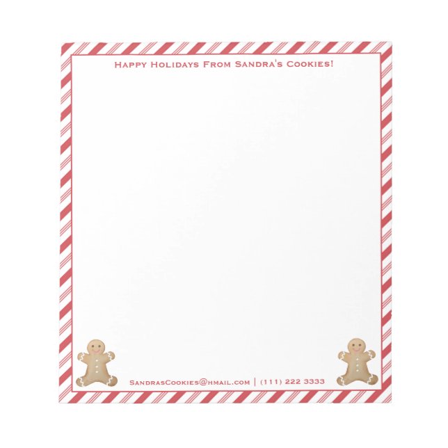 Holidays Gingerbread Man Cookies Personalised  Not Notepad (Front)