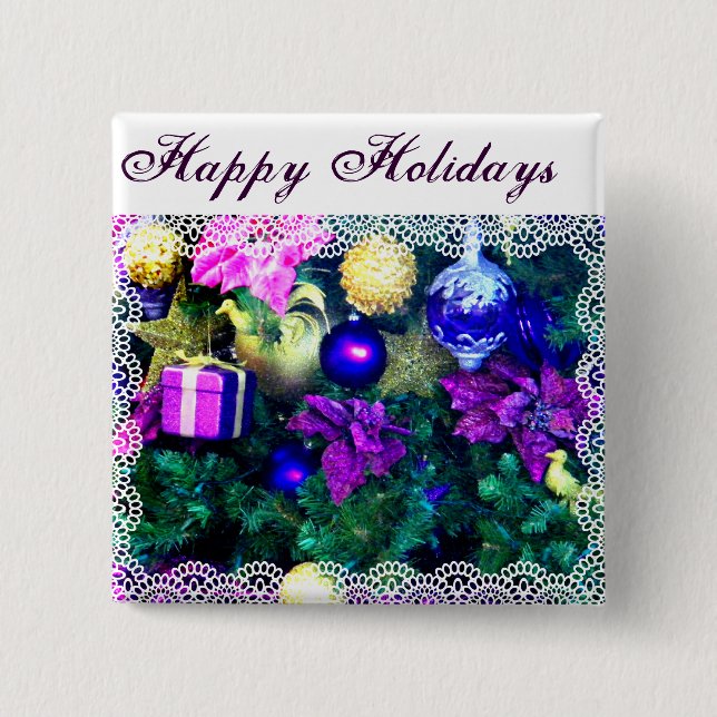 Holidays Greetings_ 15 Cm Square Badge (Front)