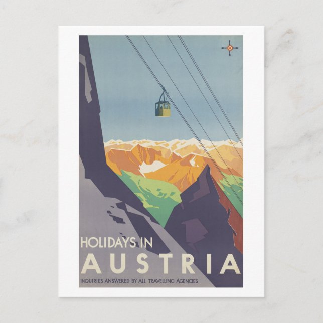 Holidays in Austria Mountains Vintage Travel Postcard (Front)