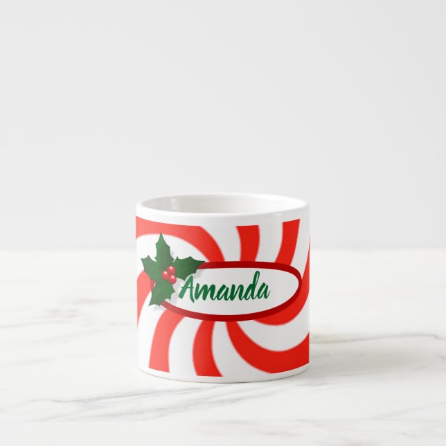 Holidays Mint Candy Custom Espresso Cup (Front)