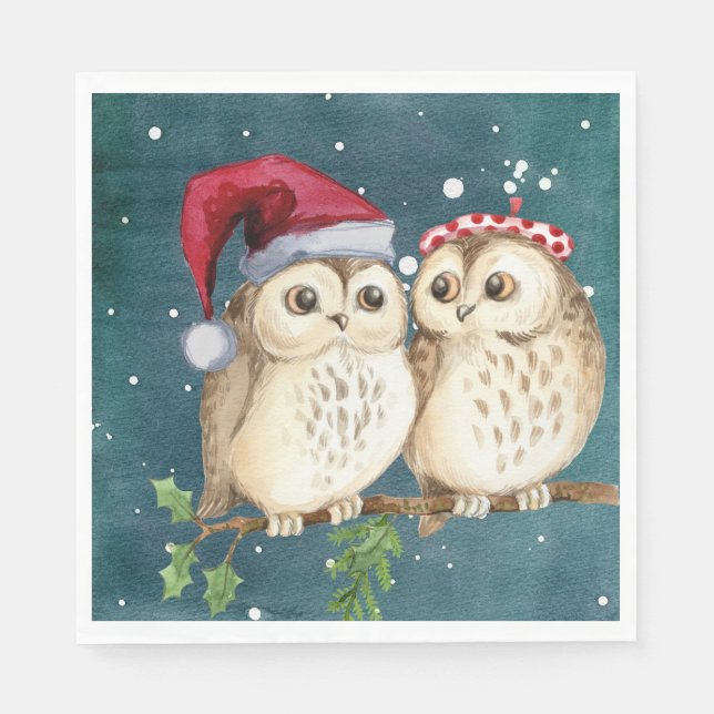 Holidays Owls Napkin (Front)