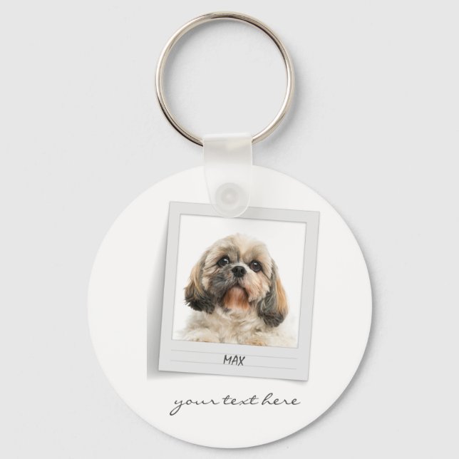 Holidays Pet Birthday Photo Frame Personalised Key Ring (Front)