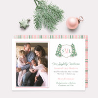 Holidays Pink Chinoiserie Welcome Baby Girl Photo