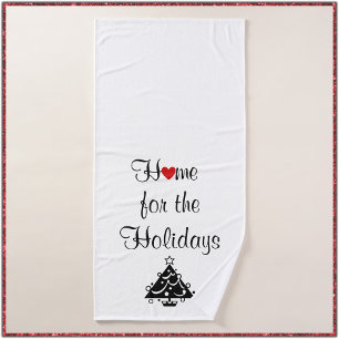 Holidays Red Heart & Tree Bath Towel