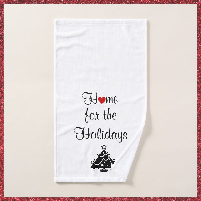 Holidays Red Heart & Tree Hand Towel (Bookmark my store! https://www.zazzle.com/store/capricepetit)