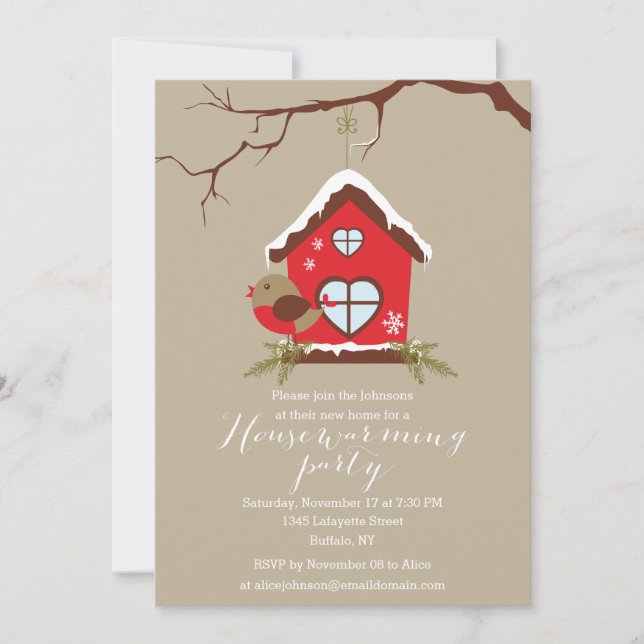 Holidays Robin Housewarming Party Invitation (Front)