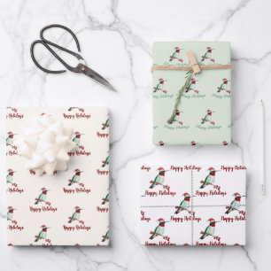 Holidays Ruby-throated Hummingbird Wrapping Paper Sheet