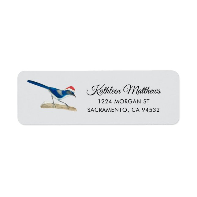 Holidays Scrub Jay Label Return Address Label (Front)