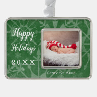 Holidays Snowflake Keepsake Year Photo Silver Plated Framed Ornament