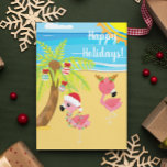 Holidays Tropical Beach Flamingo Christmas Postcard<br><div class="desc">This design was created through digital art. It may be personalised by clicking the customise button and changing the photo, colour, adding a name, initials or your favourite words. Contact me at colorflowcreations@gmail.com if you with to have this design on another product. Purchase my original abstract acrylic painting for sale...</div>